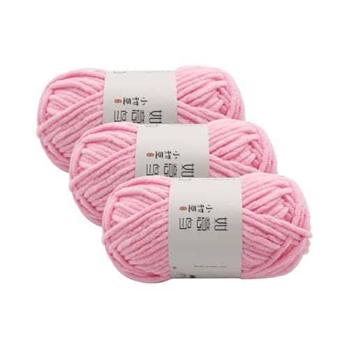 Chunky Chenille Garn,Wolle zum Stricken und Häkeln,Dicke Häkelgarn,Weich Flauschig Häkelwolle,Handstrickgarn für Hüte,Schals,Socken,Taschen,Decken,Zierkissen(55g – 55m) (Rosa) von Zayookey