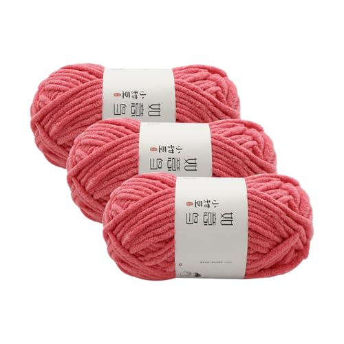 Chunky Chenille Garn,Wolle zum Stricken und Häkeln,Dicke Häkelgarn,Weich Flauschig Häkelwolle,Handstrickgarn für Hüte,Schals,Socken,Taschen,Decken,Zierkissen(55g – 55m) (Rot) von Zayookey