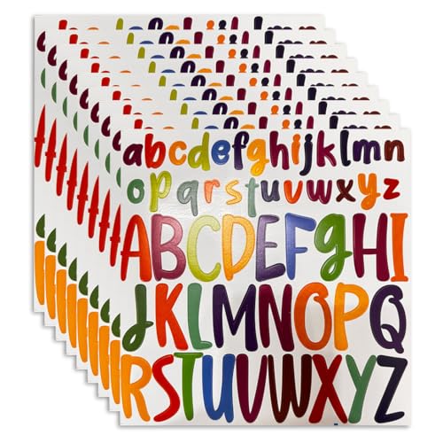 Zayookey 10 Blätter 520 Stücke Bunte Selbstklebendes Buchstaben Aufkleber Vinyl Wasserdichte Alphabet Aufkleber Klebebuchstaben für Briefkasten Schilder Postfach DIY Scrapbooking von Zayookey