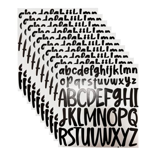 Zayookey 10 Blätter 520 Stücke Schwarz Selbstklebendes Buchstaben Aufkleber Vinyl Wasserdichte Alphabet Aufkleber Klebebuchstaben für Briefkasten Schilder Postfach DIY Scrapbooking (Schwarz) von Zayookey