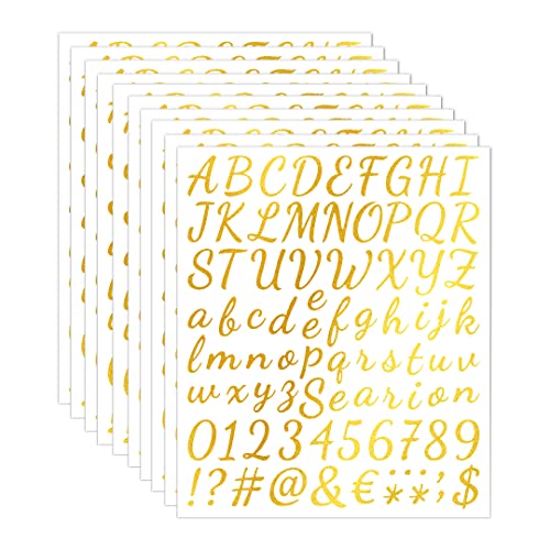 Zayookey 10 Blätter Selbstklebendes Vinyl Buchstaben Zahlen Set Briefkasten Alphabet Nummern Aufkleber Letter Number Stickers für Schilder, Postfach, DIY Scrapbooking (Glitzern Gold, 1 Zoll) von Zayookey