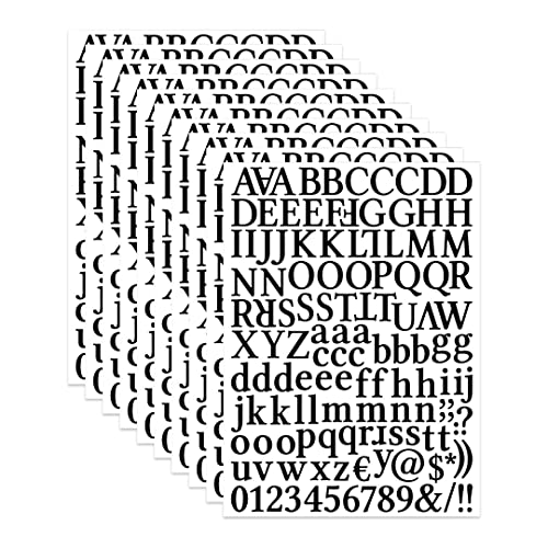 Zayookey 10 Blätter Selbstklebendes Vinyl Buchstaben Zahlen Set Briefkasten Alphabet Nummern Aufkleber Letter Number Stickers für Schilder, Postfach, DIY Scrapbooking von Zayookey