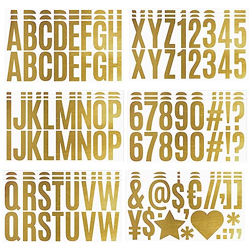 Zayookey 18 Blatt Selbstklebende Buchstaben Aufkleber 3 Zoll Buchstaben Nummern Aufkleber Groß Alphabet Nummern Aufkleber Letter Number Stickers für DIY Scrapbooking Briefkästen Schilder (Gold) von Zayookey