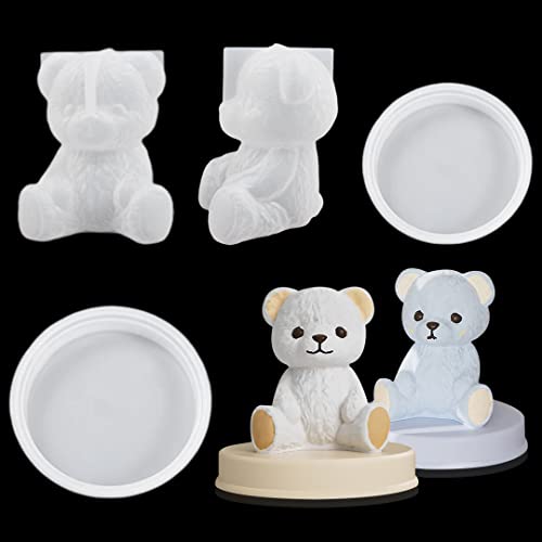 Zayookey 2 Stück Bär Epoxidharz Silikonform, 3D Tier Harzformen Resin Gießform Silikon Kerzenform Teddy Bear Resin Mold für DIY Handwerk Schlüssel Anhänger Haus Dekoration von Zayookey