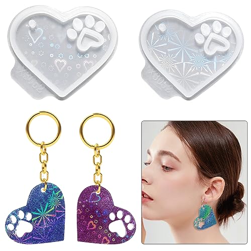 Zayookey 2 Stück Holografisch Anhänger Resin Silikonform Jewelry Pendant Resin Mold Herz Hundepfote Schlüsselbund Epoxidharz Formen Herz Schlüsselanhänger Harz Gießform Zayookey 2 Stück Holografisch Anhänger Resin Silikonform Jewelry Pendant Resin Mold Herz Hundepfote Schlüsselbund Epoxidharz Formen Herz Schlüsselanhänger Harz Gießform von Zayookey