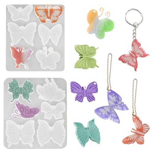 Zayookey 2 Stück Silikonform Schmetterling Epoxidharz Form Anhänger Butterfly Pendant Resin Mold mit Loch Schmuck Gießen Formen mit Loch für DIY Ohrringe, Halskette, Brosche, Basteln Zayookey 2 Stück Silikonform Schmetterling Epoxidharz Form Anhänger Butterfly Pendant Resin Mold mit Loch Schmuck Gießen Formen mit Loch für DIY Ohrringe, Halskette, Brosche, Basteln von Zayookey