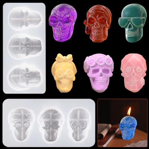 Zayookey 2 Stück Totenkopf Epoxidharz Silikonform 3D Schädel Kerzenform Skull Resin Mold Halloween Totenkopf Resin Formen Gothic Anhänger Gießform DIY Haus Dekoration Zayookey 2 Stück Totenkopf Epoxidharz Silikonform 3D Schädel Kerzenform Skull Resin Mold Halloween Totenkopf Resin Formen Gothic Anhänger Gießform DIY Haus Dekoration von Zayookey