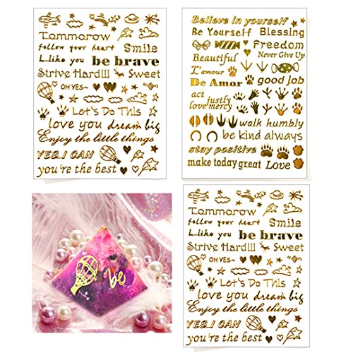Zayookey 3 Blatt Goldene Scrapbook Aufkleber Buchstaben Sticker Süßes Selbstklebendes Aufkleber Resin Filler DIY Handwerk Inklusive Ballon Wolke Katze Pfotenmuster von Zayookey