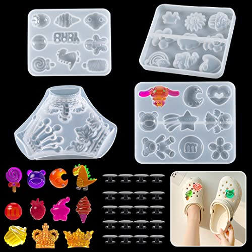 Zayookey 4 Stück Karikatur Epoxidharz Formen Schuh Charms Perle Resin Gießharz Silikonform Kleine Blume Casting Formen Epoxy Mold mit 20 Schuhschnalle für Clog Schuhe, DIY Anhänger Zayookey 4 Stück Karikatur Epoxidharz Formen Schuh Charms Perle Resin Gießharz Silikonform Kleine Blume Casting Formen Epoxy Mold mit 20 Schuhschnalle für Clog Schuhe, DIY Anhänger von Zayookey