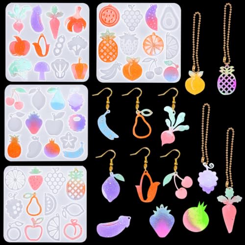 Zayookey 4 Stück Ohrringe Epoxidharz Formen Schmuck Resin Gießharz Silikonform Anhänger Herz Gießform Obst Harz Schmuckformen für Halskette Ohrring Harzhandwerk DIY Zayookey 4 Stück Ohrringe Epoxidharz Formen Schmuck Resin Gießharz Silikonform Anhänger Herz Gießform Obst Harz Schmuckformen für Halskette Ohrring Harzhandwerk DIY von Zayookey