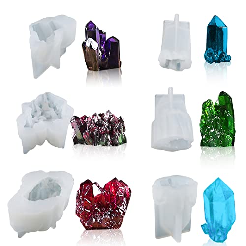 Zayookey 6 Stück Kristall Epoxidharz Formen Silikon Set Kristall Cluster Silikonformen Gießform Druzy Crystal Resin Molds für Herstellung Quarz Rock, Edelstein, Seifen, Kerzen Zayookey 6 Stück Kristall Epoxidharz Formen Silikon Set Kristall Cluster Silikonformen Gießform Druzy Crystal Resin Molds für Herstellung Quarz Rock, Edelstein, Seifen, Kerzen von Zayookey