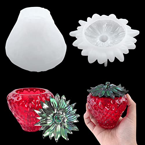 Zayookey Erdbeer Dose Epoxidharz Formen, Harzform Aufbewahrungsbox Silikonform Schmuckbox Gießform mit Deckel 3D Jar Resin Molds für DIY Handwerk Vorratsbehälter, Blumentopf, Schmuckbehälter (White) Zayookey Erdbeer Dose Epoxidharz Formen, Harzform Aufbewahrungsbox Silikonform Schmuckbox Gießform mit Deckel 3D Jar Resin Molds für DIY Handwerk Vorratsbehälter, Blumentopf, Schmuckbehälter (White) von Zayookey