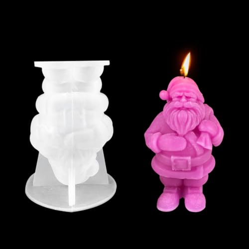 Zayookey Kerzen Silikonformen Weihnachtsmann 3D Weihnachten Kerzenformen Silikon Kerzengießform Weihnachten Aromatherapie Kerze Form Harz Form für Weihnachten Deko (Stehende Weihnachtsmann) von Zayookey