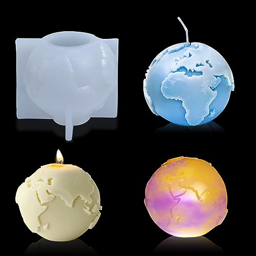 Zayookey Kugel Resin Form Kerzenformen Silikon Epoxidharz Gießform Erde Epoxy Silikonformen DIY Seifenform 3D Candle Mold für Sojawachs Kerzen Gips Selber Machen von Zayookey