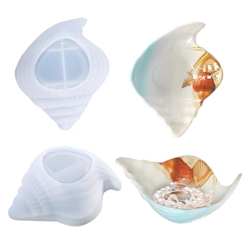 Zayookey Muschelform Epoxidharz Silikonform Schüssel Gießform Tablett Resin Formen Seifenschale Molds für DIY Schmuckkästchen Platte Kunsthandwerk (Shell Shape B) von Zayookey