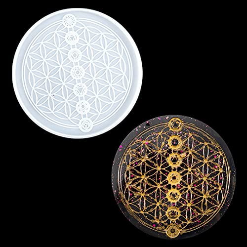 Zayookey Silikonform Epoxidharz Form Tarot Divination Mat Resin Mold Tarotkarte Astrologie Tablett Silikonform Untersetzer Harz Gießform für Wahrsagerei, Hexerei, Heimtextilien (Tablettform C) von Zayookey