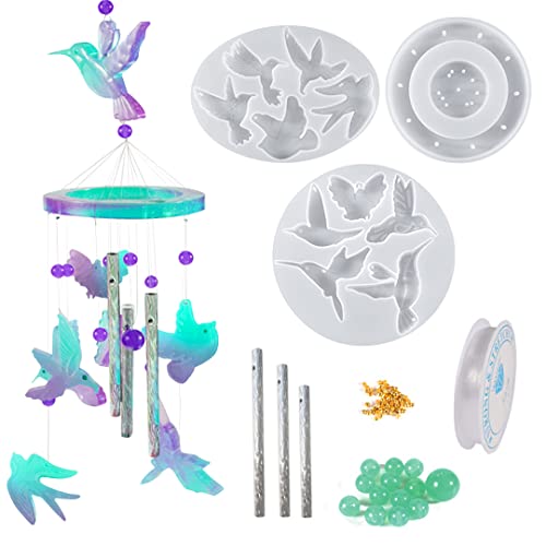 Zayookey Windspiel Epoxidharz Silikonformen Gießform Set Kolibri Harzform Tier Resin Silikonform Epoxy Mold für Anhänger Schmuck DIY Kunsthandwerk (Kolibriform) von Zayookey