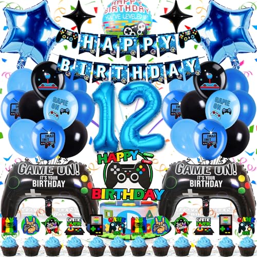 Zaztytoy Videospiel Geburtstag Deko 12 Jahre für Jungen - 44-Teilige Geburtstagsparty Ballon Set in Blau und Schwarz, Hochwertig & Umweltfreundlich, Einfach zu Montieren Zaztytoy Videospiel Geburtstag Deko 12 Jahre für Jungen - 44-Teilige Geburtstagsparty Ballon Set in Blau und Schwarz, Hochwertig & Umweltfreundlich, Einfach zu Montieren von Zaztytoy