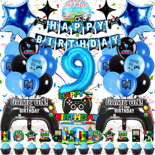 Zaztytoy Videospiel Geburtstag Deko 9 Jahre für Jungen - 43-Teilige Geburtstagsparty Ballon Set in Blau und Schwarz, Hochwertig & Umweltfreundlich, Einfach zu Montieren Zaztytoy Videospiel Geburtstag Deko 9 Jahre für Jungen - 43-Teilige Geburtstagsparty Ballon Set in Blau und Schwarz, Hochwertig & Umweltfreundlich, Einfach zu Montieren von Zaztytoy