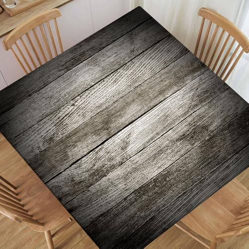 Zbgfjnx Quadratische Tischdecke mit elastischem Rand, waschbar, altgrau, Holz-Scheunenbretter, Textur, Hintergrund, Tischdecken für drinnen und draußen, Küche, Party, passend für 61 x 61 cm große von Zbgfjnx
