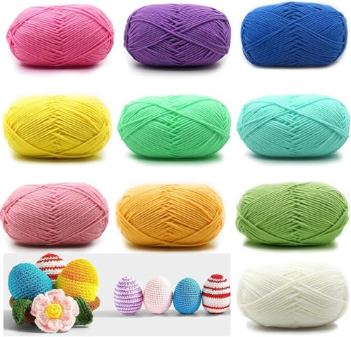 Häkelgarn, Handstrickgarn Baumwollgarn, 10 Stück x 50g Enthält Milchbaumwollgarn, für Häkeln und Kunsthandwerk, für Anfänger, Pflegeleichtes,10 Farben Häkelgarn, Handstrickgarn Baumwollgarn, 10 Stück x 50g Enthält Milchbaumwollgarn, für Häkeln und Kunsthandwerk, für Anfänger, Pflegeleichtes,10 Farben von Zbozzba