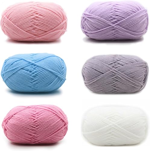 Häkelgarn, Strick und Häkelgarn, 6 Farben,6 Stück,50g Handstrickgarn Baumwollgarn, Wolle zum Häkeln, Enthält Milchbaumwollgarn, für Häkeln und Kunsthandwerk Häkelgarn, Strick und Häkelgarn, 6 Farben,6 Stück,50g Handstrickgarn Baumwollgarn, Wolle zum Häkeln, Enthält Milchbaumwollgarn, für Häkeln und Kunsthandwerk von Zbozzba