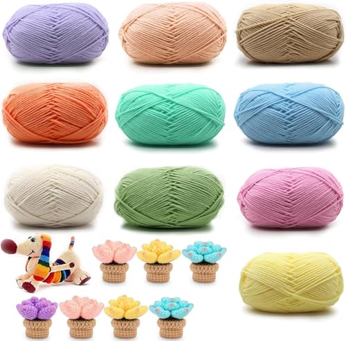 Häkelgarn, Strick und Häkelgarn,10 Farben,10 Stück,50g, Wolle zum Häkeln, Enthält Milchbaumwollgarn, für Häkeln und Kunsthandwerk Häkelgarn, Strick und Häkelgarn,10 Farben,10 Stück,50g, Wolle zum Häkeln, Enthält Milchbaumwollgarn, für Häkeln und Kunsthandwerk von Zbozzba