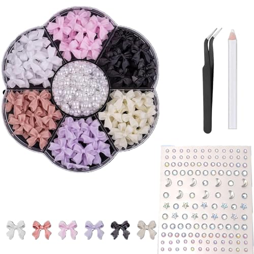 1 Box Bunte 3D-Nagel-Strasssteine, Nagelschleifen, Nageldekoration, Schleife, Nagelzubehör, Schmucksteine aus Harz von Zbssny