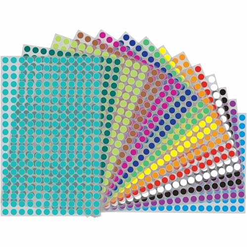 12600 St Bunte Klebepunkte 6mm Farbige Punkte Aufkleber in 28 Farben Runde Farbcodierung Etiketten für Home Office Schule 12600 St Bunte Klebepunkte 6mm Farbige Punkte Aufkleber in 28 Farben Runde Farbcodierung Etiketten für Home Office Schule von Zbssny