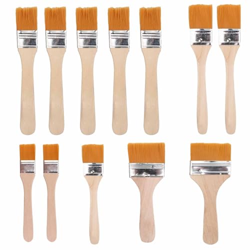12tlg Pinsel Set Flachpinsel Set mit Holzstiel für Lack,Lasur,Farben Robuste Malerpinsel für Künstler Heimwerker von Zbssny