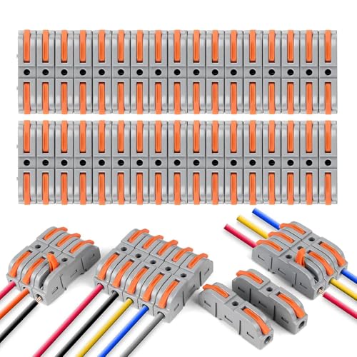 40 Stück Klemmen SPL-1 mit Hebel Kabelverbinder bis 4mm² Elektroinstallation Anschlussklemmen Frei Kombinierbar (Upgrade zu SPL2-5) von Zbssny