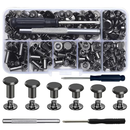 M5 Buchschrauben Set, 110 Stück, 4-12mm Länge, Metalleinsätze für Leder und Handwerk, Schwarz M5 Buchschrauben Set, 110 Stück, 4-12mm Länge, Metalleinsätze für Leder und Handwerk, Schwarz von Zbssny