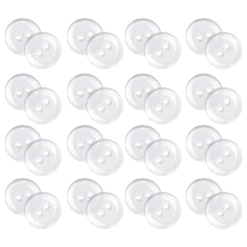 50 Stück durchsichtige 15mm Knöpfe aus Kunststoff mit 2 Löchern universell einsetzbar für Näharbeiten Kleidung Bettwäsche DIY Bastelprojekte von Zcbzbn