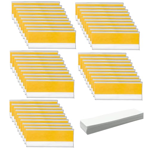 Zcbzbn 50 Stück Selbstklebende Etikettenhalter Transparent (2,5x7,6 cm) – Preislabelhalter für Supermärkte, Büros, Regale von Zcbzbn