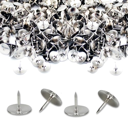 Zcbzbn Pack of 400 Thumbtacks Round Large Headed Staples for Pictures DIY, Office Sofa Furniture Marking (Gold Silver) (Silver) von Zcbzbn