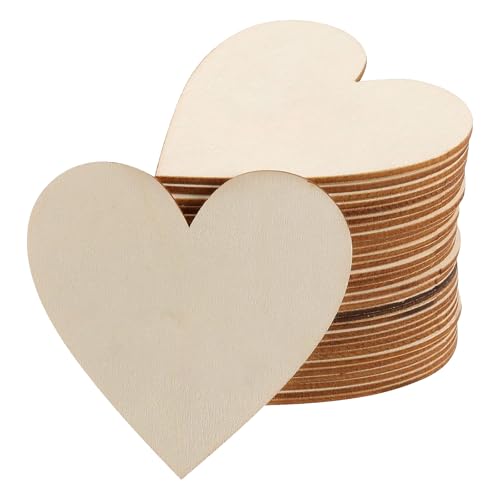 Zcbzbn50 StüCk Holzherzen, Holzhandwerk, Unbehandelte HolzanhäNger FüR HöLzerne Hochzeitsdekoration, GeschenkanhäNger, HöLzernes Diy-Handwerk, Partydekoration von Zcbzbn