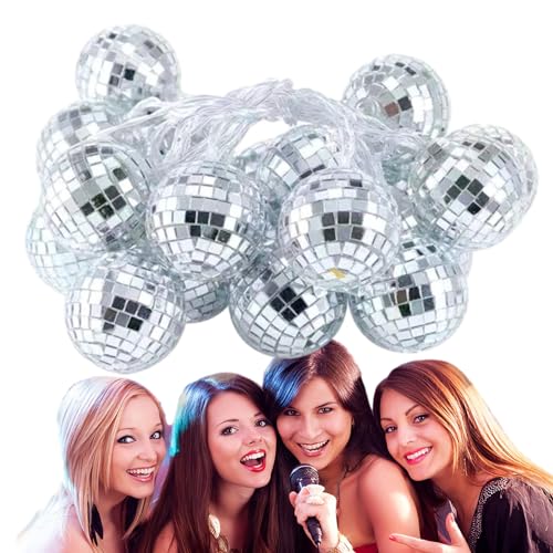 Zceplem LED-Disco-Spiegelkugeln | LED-Lichterkette mit Retro-Disco-Kugel-Glühbirnen,Außenbeleuchtungsprodukte für Balkon, Fenster, Treppen, Flur, Weihnachtsbaum von Zceplem