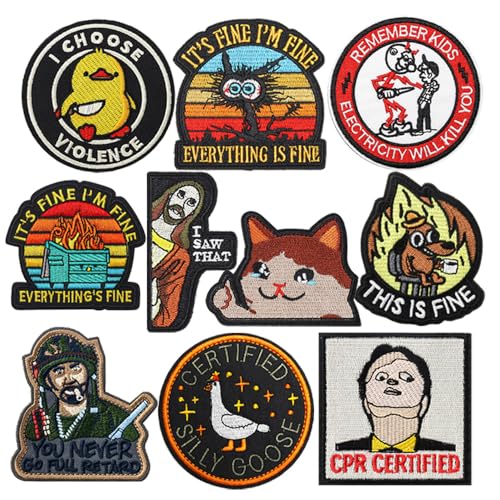 10 Stück Lustiges MEME-Aufnäher-Set, Taktische Moral-Spaß-Trend-Emblem-Patch, Bestickte Hook Loop-Applikationen für Kleidung, Jacken, Rucksäcke, Mützen, Westen, Uniformen, Hundewesten 10 Stück Lustiges MEME-Aufnäher-Set, Taktische Moral-Spaß-Trend-Emblem-Patch, Bestickte Hook Loop-Applikationen für Kleidung, Jacken, Rucksäcke, Mützen, Westen, Uniformen, Hundewesten von Zcketo
