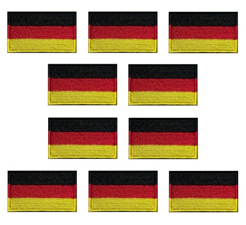 10 Stücke 5x3 cm Mini Deutsch Deutschland Flaggen Patch Gestickt Abzeichen Applikationen für Kleidung Taschen Rucksack Uniform Weste Hundegeschirr Militär Taktisch Draussen Jersey von Zcketo