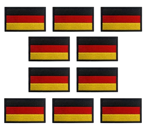 10 Stücke 5x3 cm Mini Deutschland Flaggen Patch Gestickt Abzeichen Deutsch Applikationen zum Aufbügeln/Annähen (iron on Kleber) für Kleidung Taschen Rucksack Uniform Weste Fußball Jersey von Zcketo