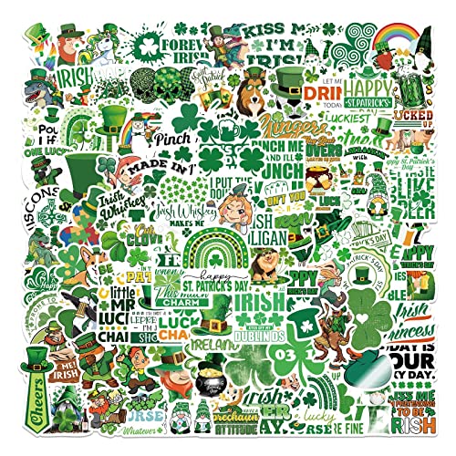 100 Packungen St. Patrick's Day Glücksklee-Aufkleber für Wasserflaschen, Laptop, Auto, Telefon, Gitarre, Skateboard, Computer, Sammelalbum, Wand, Zuhause, Irland Kleeblatt, Vinyl, wasserdicht, von Zcketo