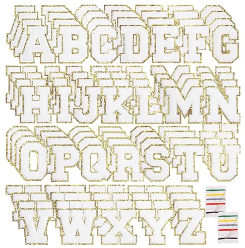 104 Stück selbstklebende bestickte Chenille-Buchstaben-Aufkleber für Kleidung, 5,5 cm, 4 Sets A-Z, Alphabet zum Aufkleben oder Aufnähen für Kleidung, Rucksäcke, Hüte, Stoffreparatur, DIY, Weiß 104 Stück selbstklebende bestickte Chenille-Buchstaben-Aufkleber für Kleidung, 5,5 cm, 4 Sets A-Z, Alphabet zum Aufkleben oder Aufnähen für Kleidung, Rucksäcke, Hüte, Stoffreparatur, DIY, Weiß von Zcketo