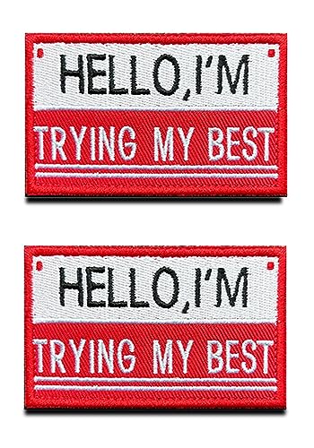 2 PCS Hello I am Trying My Best Patch Hook and Loop Embroidered Funny Social Emblem Patch for Team Work Clothes Jersey Backpack Caps Travel Biker School Bag 2 PCS Hello I am Trying My Best Patch Hook and Loop Embroidered Funny Social Emblem Patch for Team Work Clothes Jersey Backpack Caps Travel Biker School Bag von Zcketo