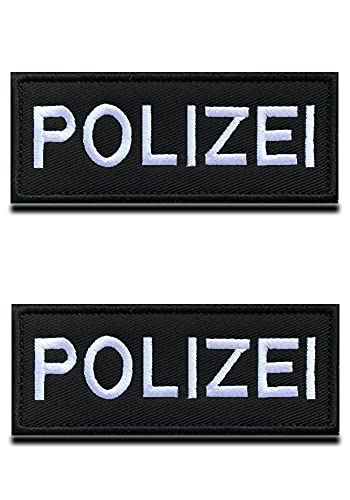 2 PCS Polizei Patch Polizist Police Aufnäher Applikation Patches mit Verschluss, Polizisten-Aufnäher für CS Cosplay Paintball Taktische Kleidung-10x4 cm von Zcketo