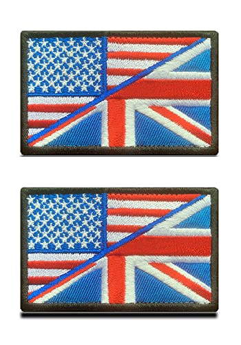 2 Packungen British Union Jack UK/USA American United States Flag Patch Bestickter Hook and Loop National Applique Emblem, Tactical U.S.- U.K. Freundschaftsflagge Patch für Uniform, Kappen, Team 2 Packungen British Union Jack UK/USA American United States Flag Patch Bestickter Hook and Loop National Applique Emblem, Tactical U.S.- U.K. Freundschaftsflagge Patch für Uniform, Kappen, Team von Zcketo