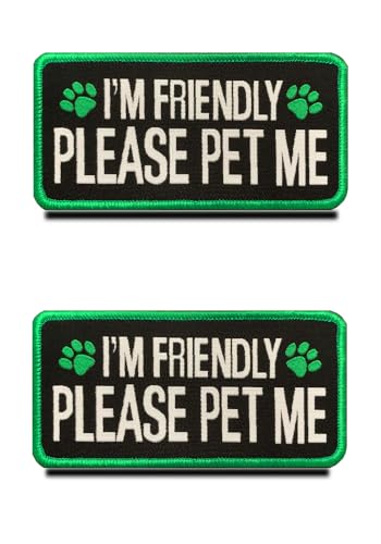 2 Packungen I am Friendly Please Pet Me Funny ESA Animals Vests/Harnesses Patch Hook & Loop Embroidered Fastener Badge Emblem for Service Dog Working Guide Dog Animals Harness Collar-Green 2 Packungen I am Friendly Please Pet Me Funny ESA Animals Vests/Harnesses Patch Hook & Loop Embroidered Fastener Badge Emblem for Service Dog Working Guide Dog Animals Harness Collar-Green von Zcketo