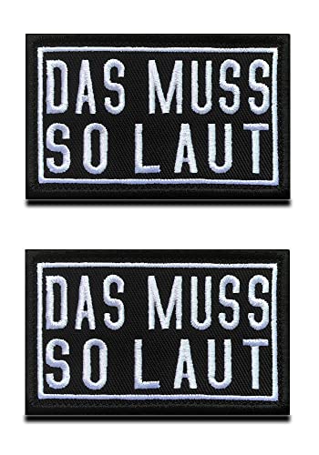 2 Pcs Biker Modernes Komisch "DAS MUSS SO LAUT" Militär Moral Taktisch Flicken Bestickter Aufnäher mit Klettverschluss für Rucksack Jacke Weste Tasche Kappen Hut Jeans Hundeweste von Zcketo