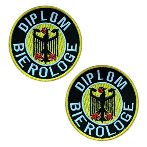 2 Pcs Diplom Bierologe Germany Fun Moral Patch Taktisch Bestickter Aufnäher mit Verschluss zum Kleidung Jacken Rucksack Weste Militäruniformen Reisen Abenteuer Biker von Zcketo