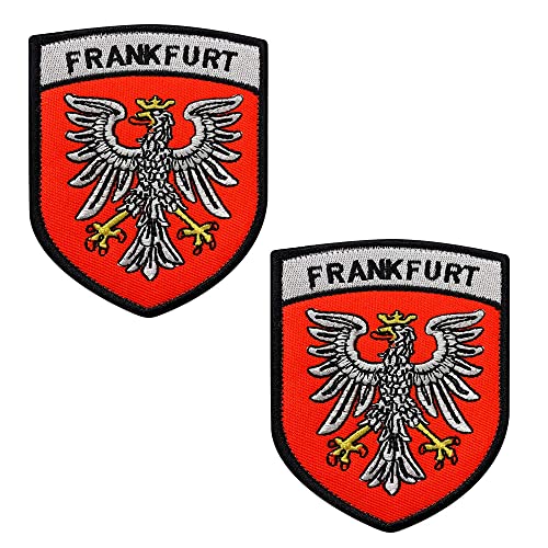 2 Pcs Frankfurt Adler-Schild Stickerei Patch Militär Taktische Moral Patch Abzeichen Emblem Applizieren Patches mit Hook and Loop für Kleidung Rucksack Taktische Zubehör-8X6 CM von Zcketo