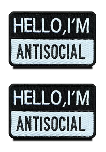 2 Pcs "Hello i am Antisozial" Fun Biker Patch Gestickt mit Hook & Loop Taktische Militär Moral Appliques Emblem für Rucksack Kleidung Uniform Weste Hut Hundegeschirr Taktisch Draussen 2 Pcs "Hello i am Antisozial" Fun Biker Patch Gestickt mit Hook & Loop Taktische Militär Moral Appliques Emblem für Rucksack Kleidung Uniform Weste Hut Hundegeschirr Taktisch Draussen von Zcketo